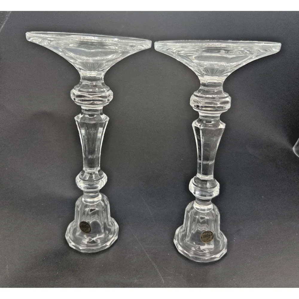 Cristal d'Arques 1991 Lead Crystal Candlestick Holders 8.25
